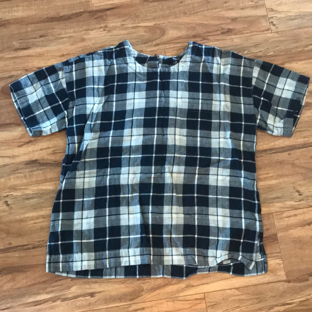 Madewell Plaid Cotton Short Sleeve Shirt M